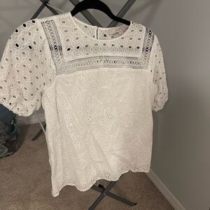 Loft white crochet shirt